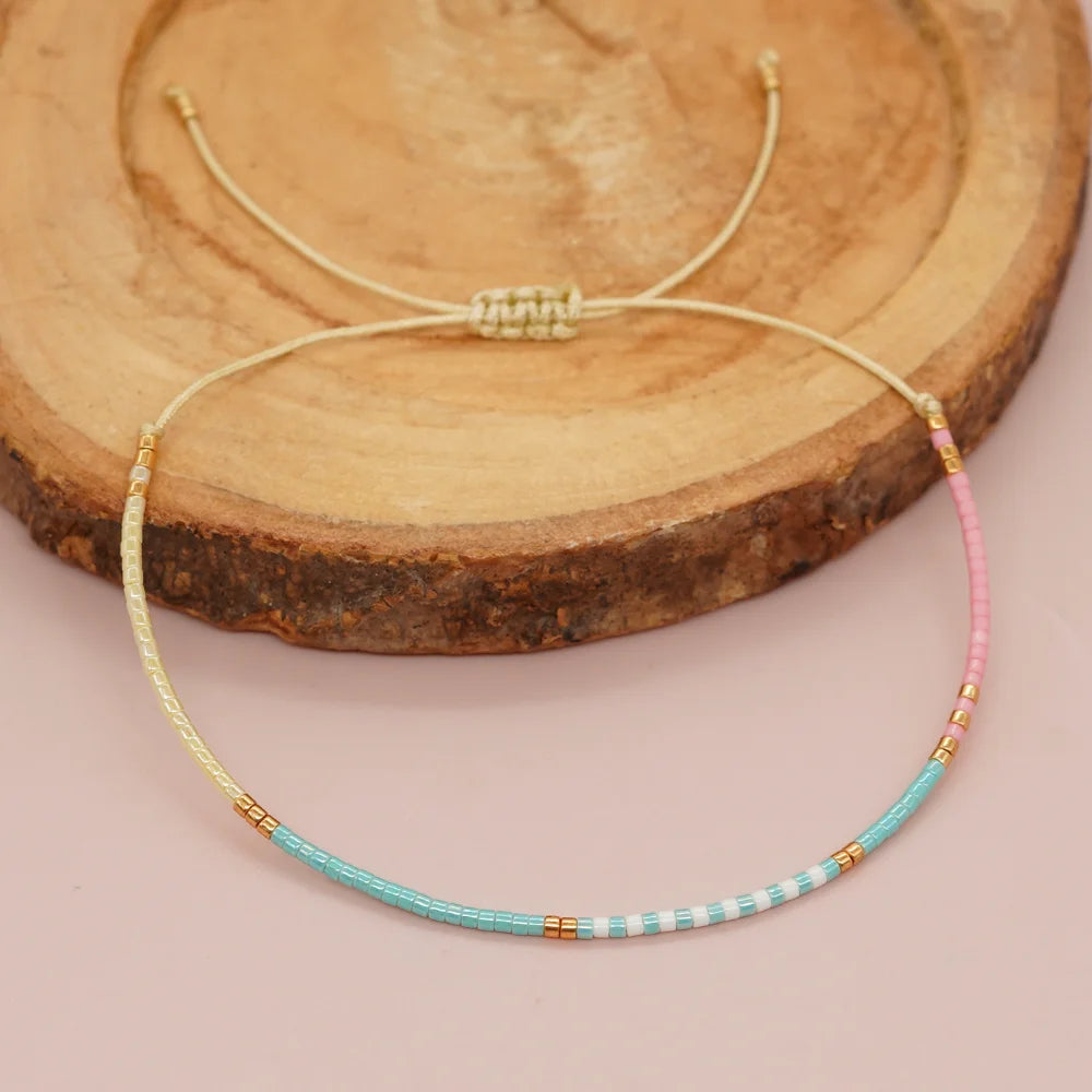 Go2boho Seed Beads Tiny Bracelets Adjustable Colorful Friendship Jewelry