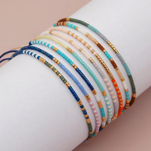 Go2boho Seed Beads Tiny Bracelets Adjustable Colorful Friendship Jewelry
