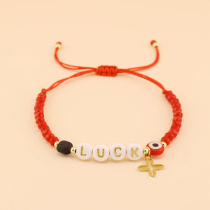 Go2boho Beach Red Crystal Glaze Evil Eye Cross LUCK Bracelet