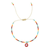 Dainty Evil Eye Charm Bracelet, Boho Seed Bead Jewelry