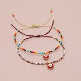 Dainty Evil Eye Charm Bracelet, Boho Seed Bead Jewelry