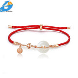 S925 Sterling Silver Rose Plated Hetian Jade Charm Bracelet for Women