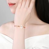 S925 Sterling Silver Rose Plated Hetian Jade Charm Bracelet for Women