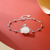 S925 Sterling Silver Hetian Jade Rabbit Charm Bracelet