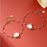 S925 Sterling Silver Hetian Jade Rabbit Charm Bracelet
