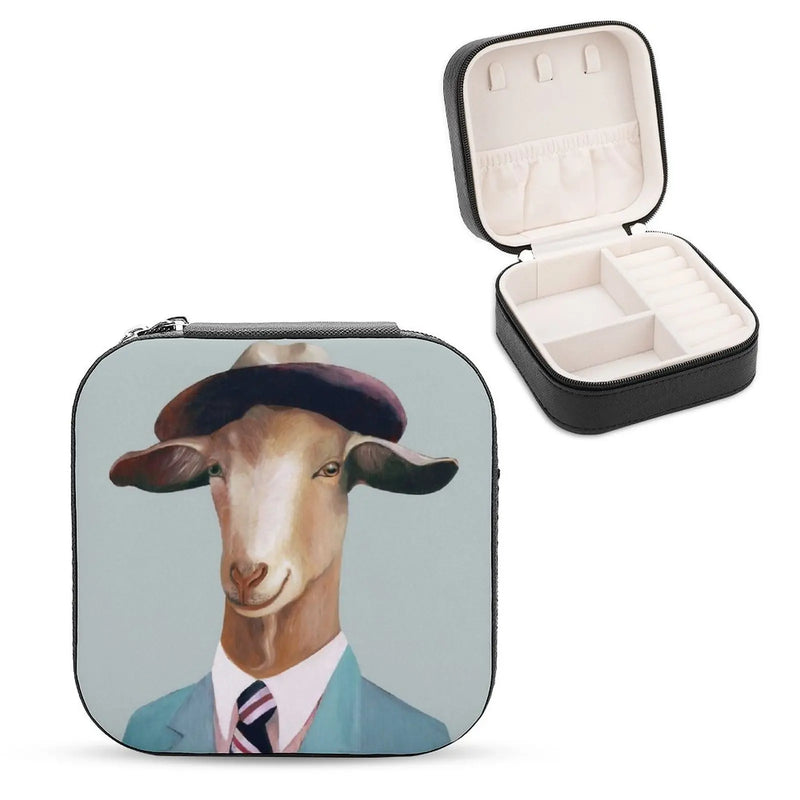 Goat Jewelry Storage Box Square Earrings Ring Pendant Display