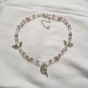 Goblincore Purple Fairy Necklace Beaded Bead Hand Assembled