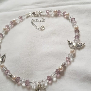 Goblincore Purple Fairy Necklace Beaded Bead Hand Assembled