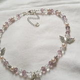 Goblincore Purple Fairy Necklace Beaded Bead Hand Assembled