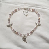 Goblincore Purple Fairy Necklace Beaded Bead Hand Assembled