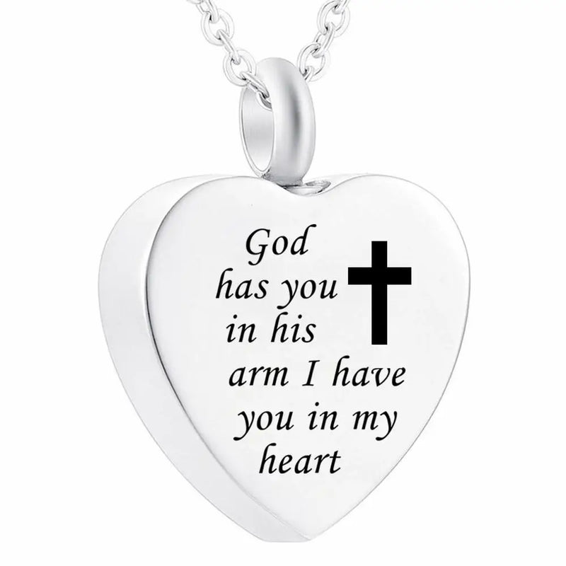 God's Embrace Cross Charm Cremation Ashes Jewelry Necklace