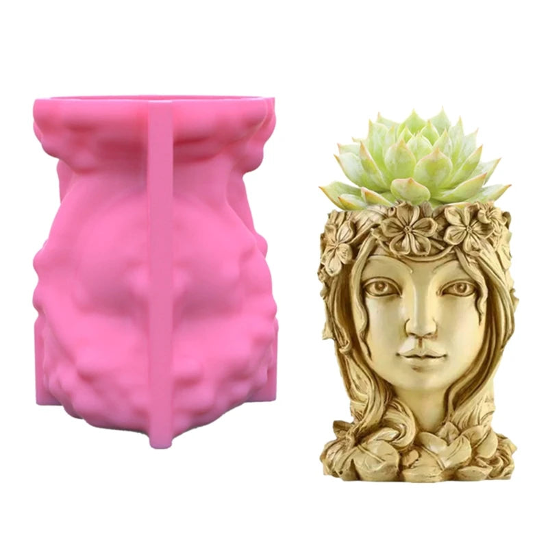 Goddess Concrete Silicone Pot Mold DIY Flower Pots Mould