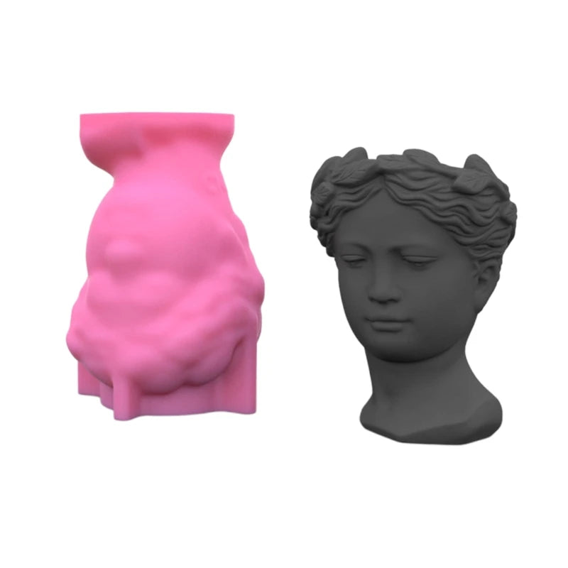 Silicone Resin Mold for Goddess Gypsum Flower Pot