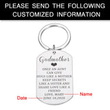 Personalized Godmother Name Keychain Stainless Steel Keyring