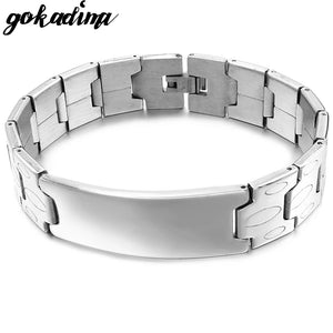 Gokadima 14MM Stainless Steel ID Bracelet for Men 20.5cm