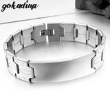 Gokadima 14MM Stainless Steel ID Bracelet for Men 20.5cm