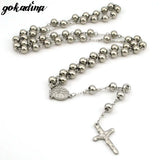 Men's Stainless Steel Cross Rosary Necklace