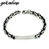 Gokadima Byzantine Chain ID Bracelet Stainless Steel Vintage Jewelry