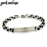 Gokadima Byzantine Chain ID Bracelet Stainless Steel Vintage Jewelry