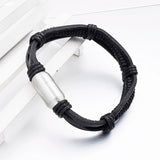 Gokadima Leather Bracelet Men Stainless Steel Magnet Clasp WL012