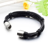 Gokadima Leather Bracelet Men Stainless Steel Magnet Clasp WL012