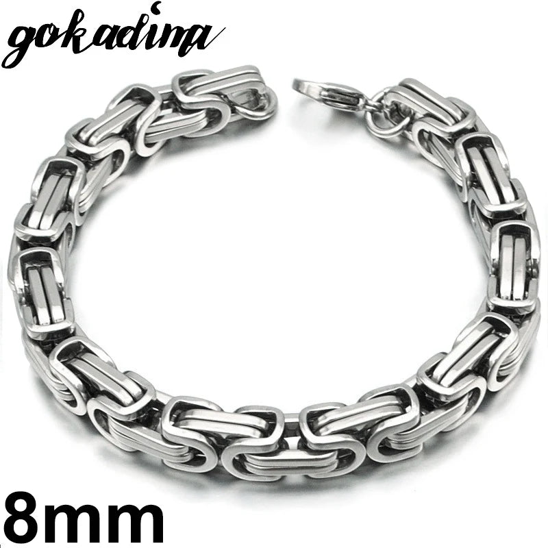 Gokadima Stainless Steel Link Byzantine Chain Bracelet