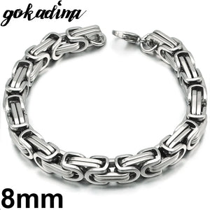 Gokadima Stainless Steel Link Byzantine Chain Bracelet