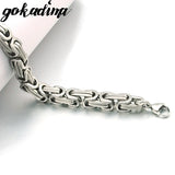 Gokadima Stainless Steel Link Byzantine Chain Bracelet
