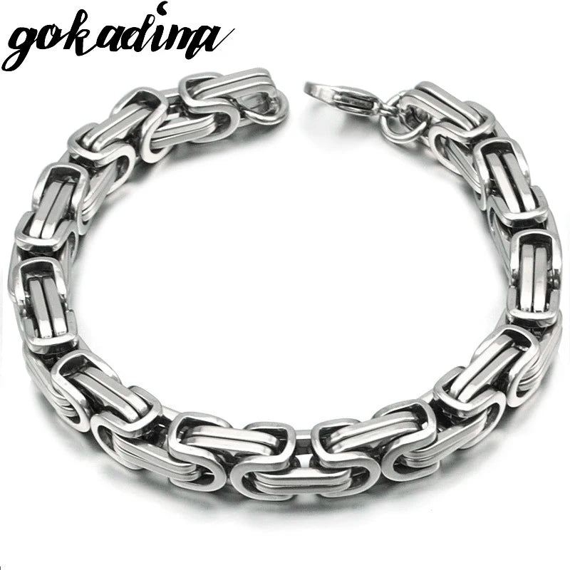 Gokadima Stainless Steel Link Byzantine Chain Bracelet