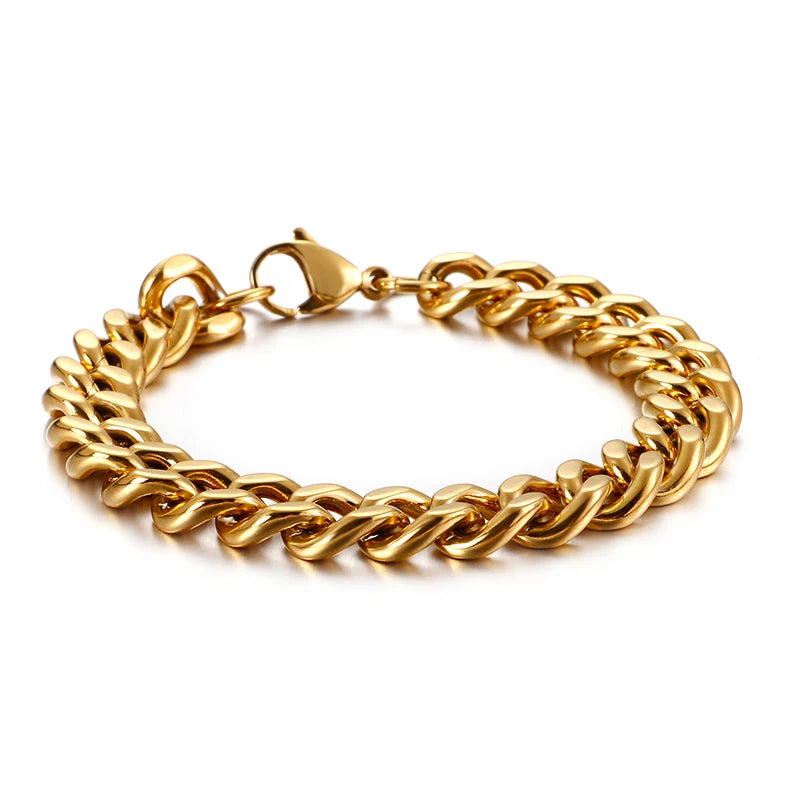 11mm Men's Cuban Link Bracelet Stainless Steel Chain 16-24cm Dubai