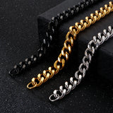 11mm Men's Cuban Link Bracelet Stainless Steel Chain 16-24cm Dubai