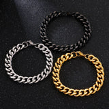 11mm Men's Cuban Link Bracelet Stainless Steel Chain 16-24cm Dubai