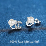 14K Plated Pearl Earrings Silver Studs for Women