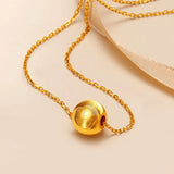 14K Round Ball Bead Necklace for Women Bride Wedding Engagement