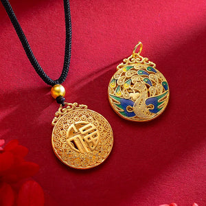 18K Enamel Phoenix Pendant Necklace for Women Fine Jewelry