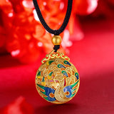 18K Enamel Phoenix Pendant Necklace for Women Fine Jewelry