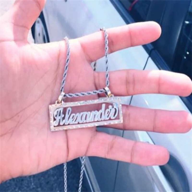 3D Nameplate Necklace for Men-Hip Hop Jewelry Men's Necklace