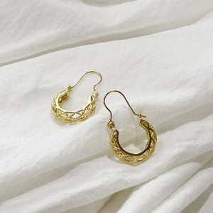 925 Silver Flower Basket Hoop Earrings Snapback Minimal Light