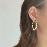 925 Silver Irregular Geometric Circle Stud Earrings for Women