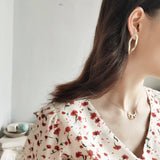 925 Silver Irregular Geometric Circle Stud Earrings for Women