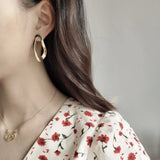 925 Silver Irregular Geometric Circle Stud Earrings for Women