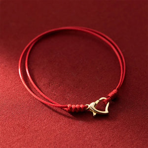 925 Silver Heart Red Thread Bracelet for Women Girls
