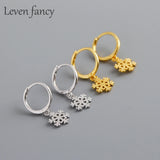 925 Silver Snowflake Earrings Hoop Charm Jewelry Circle Huggie Earring for Girls