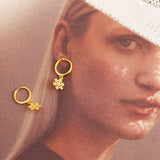 925 Silver Snowflake Earrings Hoop Charm Jewelry Circle Huggie Earring for Girls