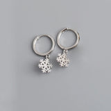 925 Silver Snowflake Earrings Hoop Charm Jewelry Circle Huggie Earring for Girls