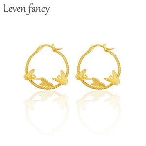 925 Silver Twisted Hoop Earring Butterfly Girls Gift