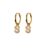 925 Silver Zircon Letter Earrings, Women Hoop Earring Jewelry Gift