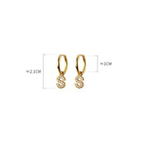 925 Silver Zircon Letter Earrings, Women Hoop Earring Jewelry Gift