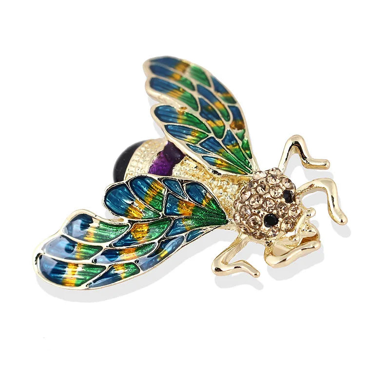 Crystal Enamel Silver Cicada Brooches for Women and Men