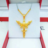 Angel Sword Cross Pendant Necklace for Men Women Craft Imitated Chain Jewelry